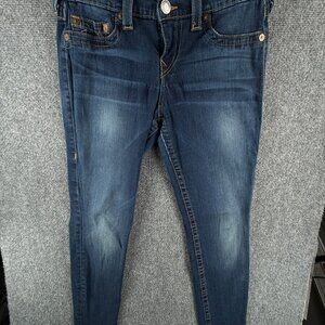 True Religion Jeans 32 (30x29) Casey USA Made Skinny Straight Stretch Blue Denim
